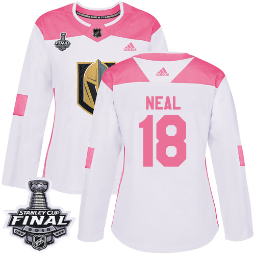Adidas Golden Knights #18 James Neal White/Pink Authentic Fashion 2018 Stanley Cup Final Women's Stitched NHL Jersey - Click Image to Close